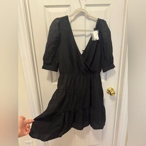 Reitmans Signature Wrap Style Black Tiered Mini Dress with V-neckline AS IS***